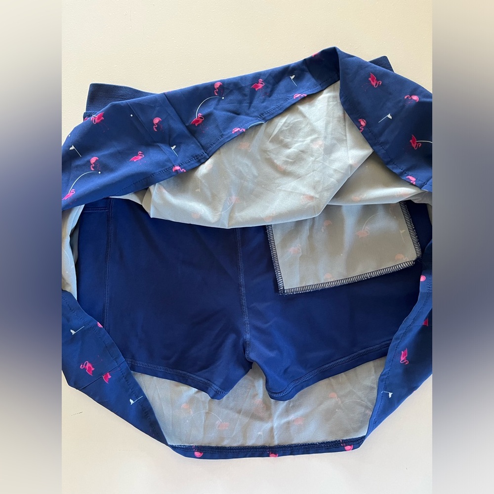 Women’s Kyodan Golf Skort Size Small Blue with Pink Flamingo print activewear - Picture 4 of 6